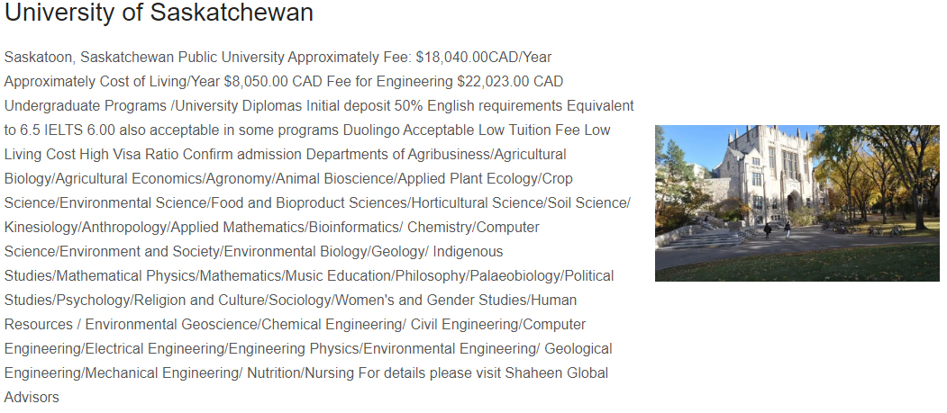 University of saskatchewan